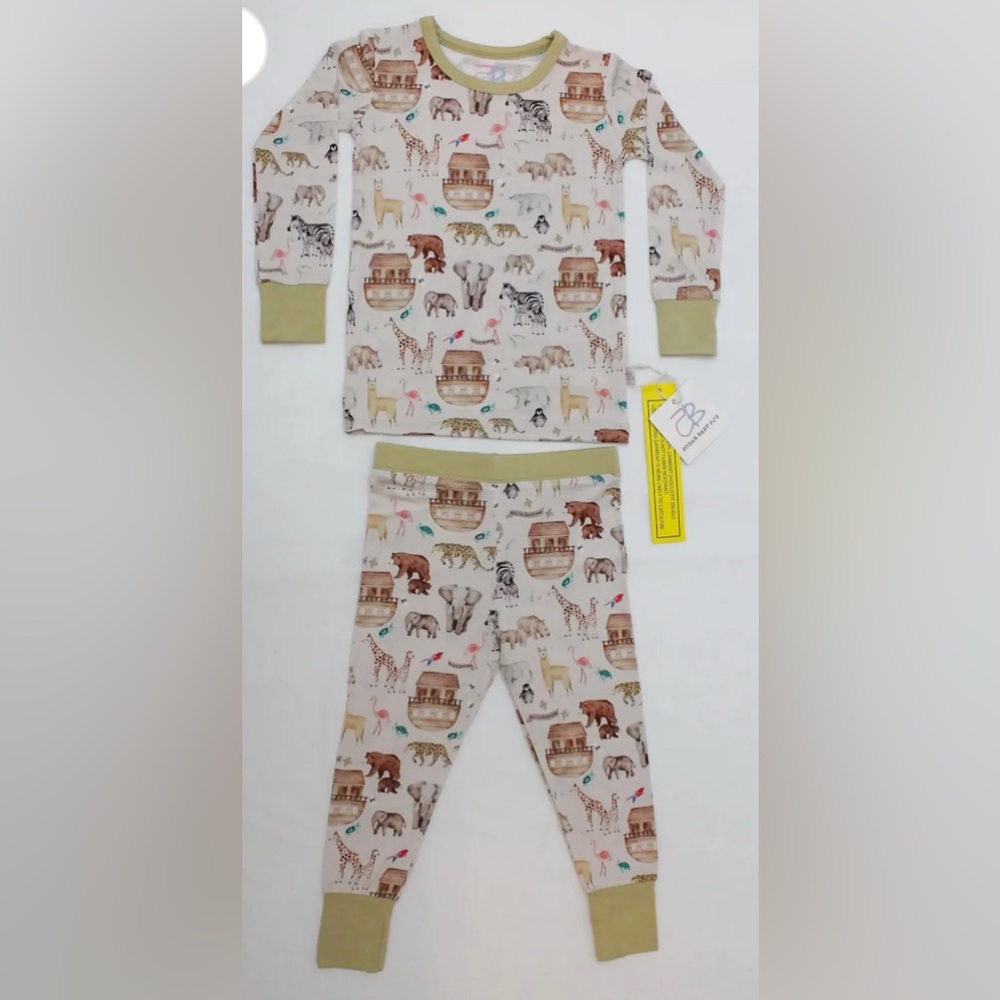 NWT Sugar Baby Bamboo Set Long Sleeve & Pants Size 6 Noah’s Ark Print
